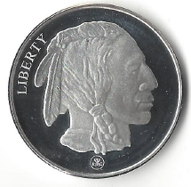 1 ounce pure silver - .999 fine - Buffalo Nickel Design