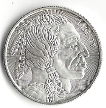 1 ounce pure silver - .999 fine - Buffalo Nickel Design