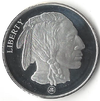 1 ounce pure silver - .999 fine - Buffalo Nickel Design