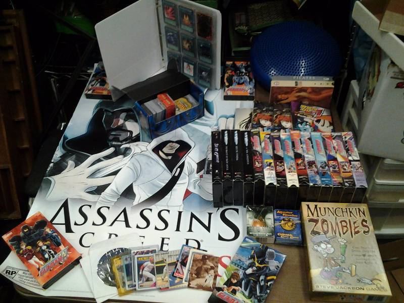 Magic Yugio Cards, Gundam VHS & Yuyu Yakusho Dragon Bull DVDs, Pilates VHS, Poster, Misc Trading Cards, More