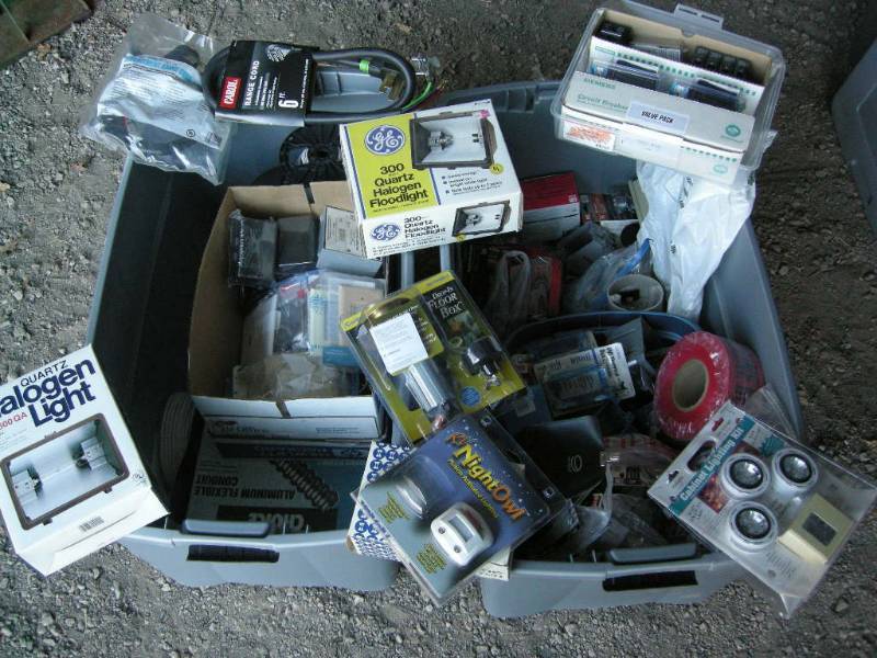 lot 28 image: 2 Large Totes Full of Like New Electrical