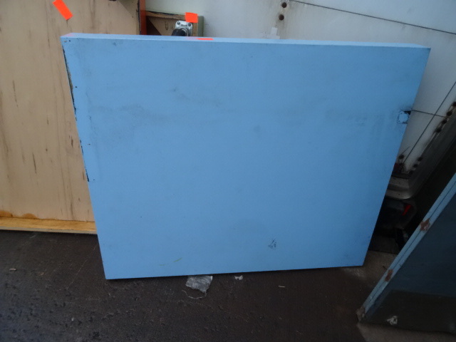 Blue 4 wheel wood cart. 48 x 40...