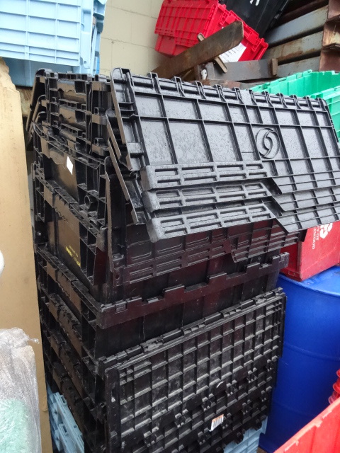 Stack of folding lid totes. Qty 11...