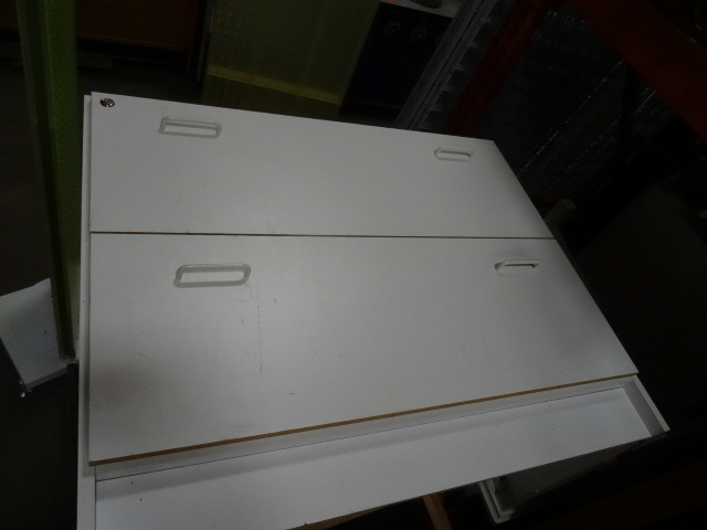 White laminate 2 drawer cabinet. 36...