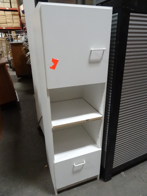 White laminate single door and 1 dr...