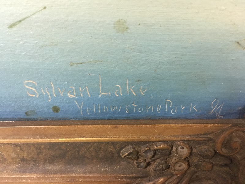 lot 4 image: Sylvan Lake Yellowstone Park Oil Painting