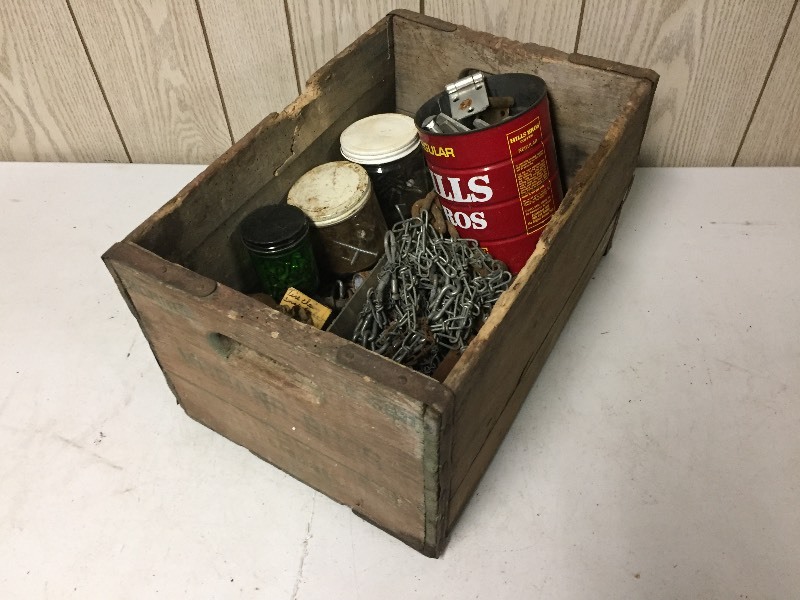lot 49 image: Wooden Box with Chain, Hardware