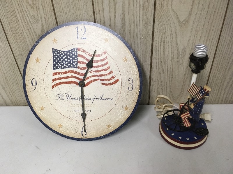 USA Uncle Sam Clock & Lamp