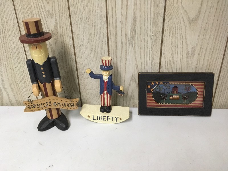 Uncle Sam Figurines & God Bless America Picture