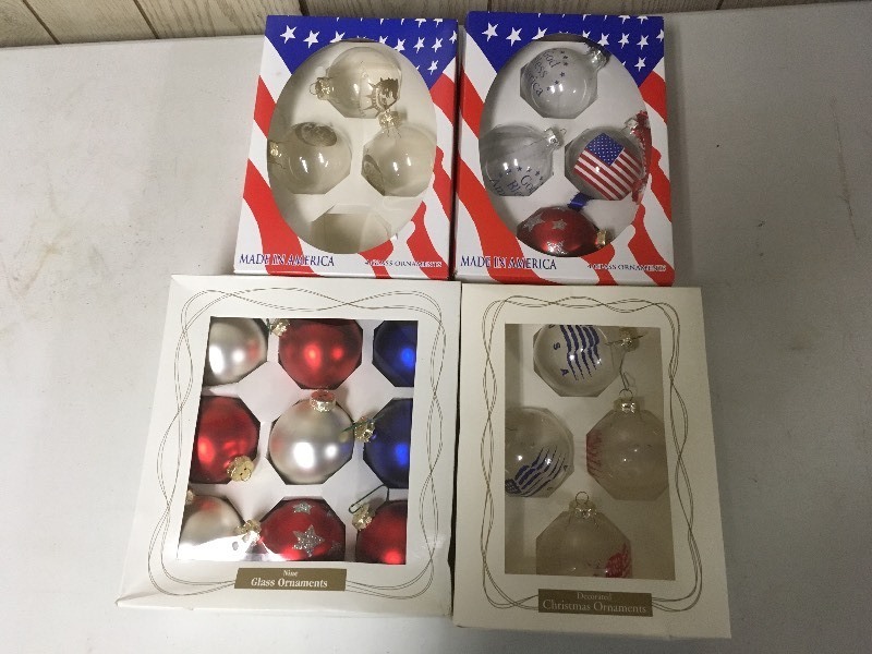 USA Red White Blue Glass Ball Ornaments