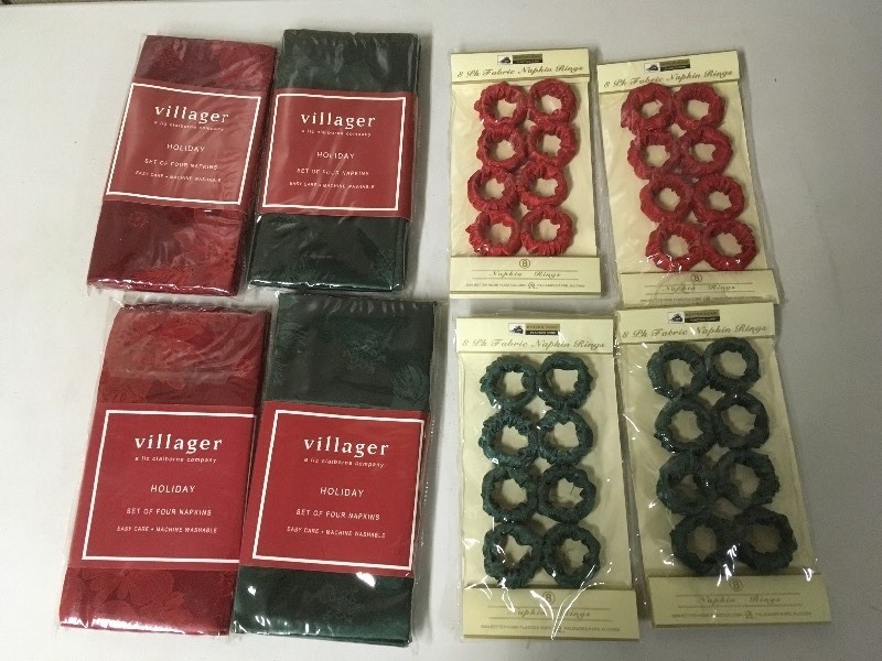 16 New Napkins & Napkin Rings