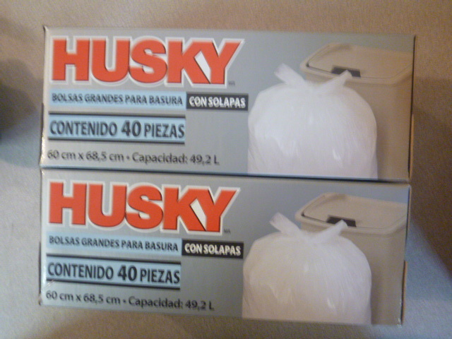 lot 150 image: 2 Boxes of Husky Flap Tie Kitchen Trash Bags