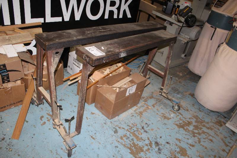 lot 83 image: large mobile heavy duty adjustable metal saw horses