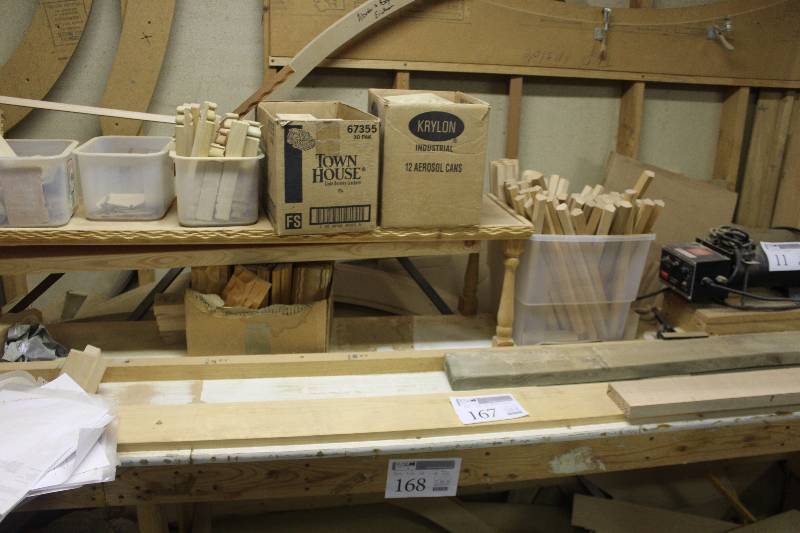 lot 167 image: Table top of Misc Rosettes Corner Blocks and wood pieces