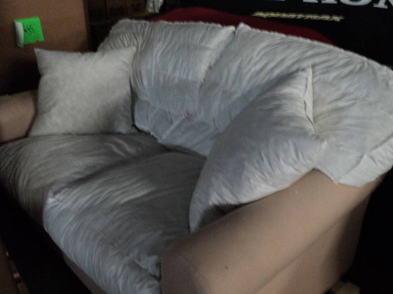 new down filled love seat, 63in lon...