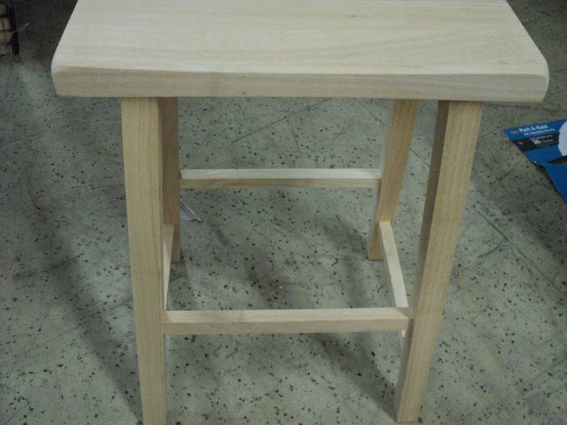 unstained stool 2ft tall, 17in wide...