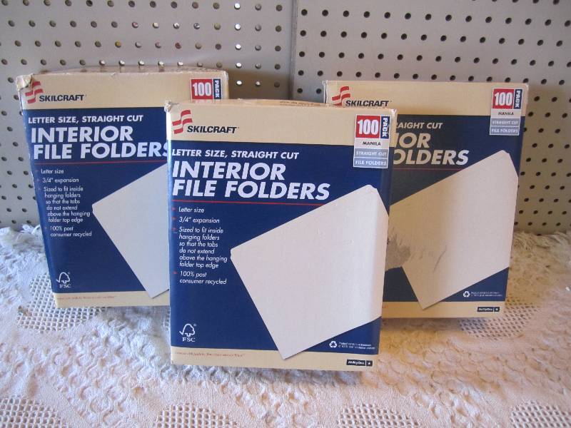 Lot of 300 Letter Size File Folders...