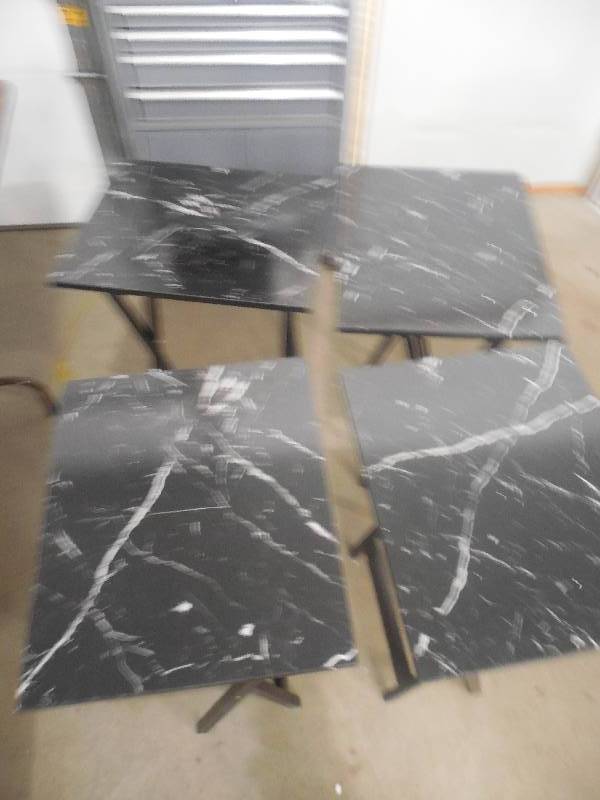 lot 7 image: alcove 4-Pc. Marble-Look TV Tray Set - Black