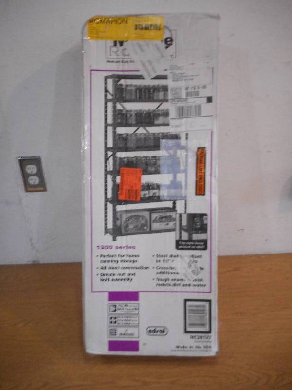lot 40 image: Edsal 60 in. H x 30 in. W x 12 in. D Steel Canning Shelving Unit in Gray