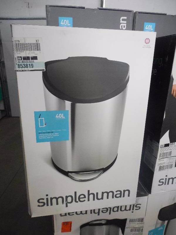 lot 35 image: Simplehuman 40-liter Semi-round Plastic Lid Trash Can