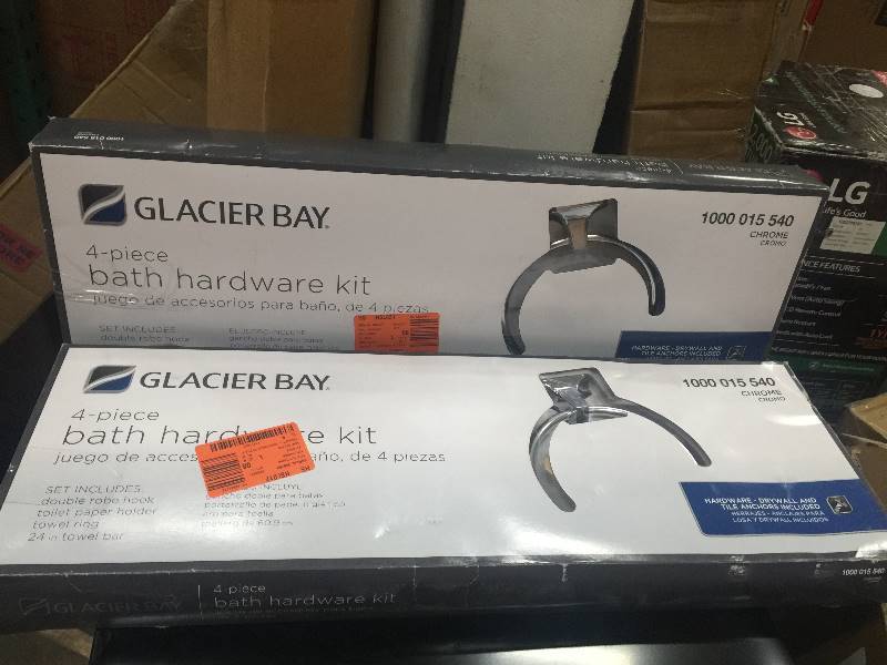 lot 4 image: Glacier Bay 4-Piece Bath Hardware Kit - Lot of 2 OPEN BOX NEVER USED