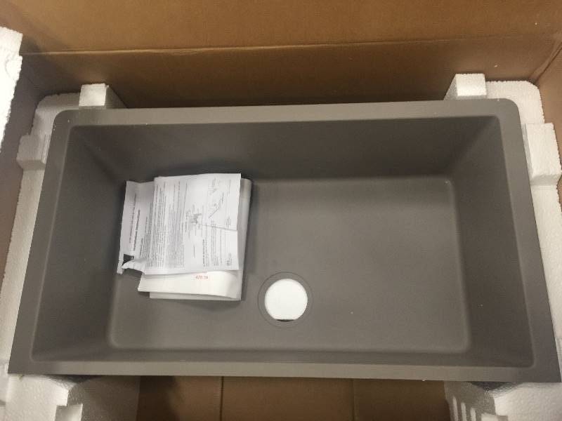 lot 14 image: Elkay Classic 33 x 18.4 Single Bowl Kitchen Sink Finish Greige OPEN BOX NEVER USED
