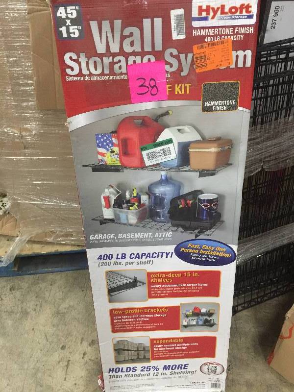 lot 38 image: Hloft 00651 45-Inch by 15-Inch Wall Shelf, Hammertone, 2-Pack OPEN BOX NEVER USED