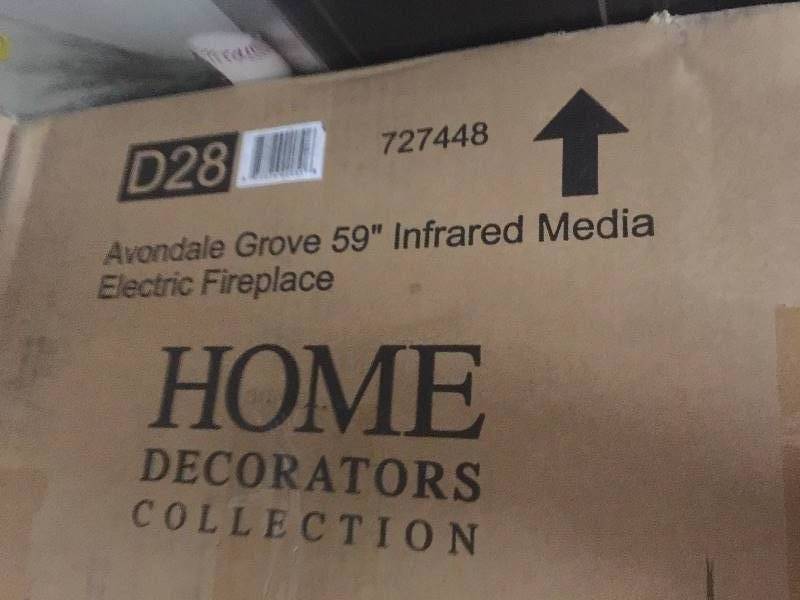 lot 53 image: Home Decorators Collections Avondale Grove 59 Infrared Media Electric Fireplace OPEN BOX NEVER USED
