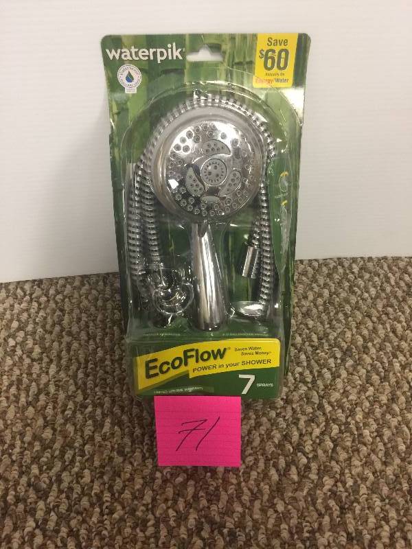 lot 71 image: Waterpik EcoFlow Showerhead Hand Held 7 Spray settings