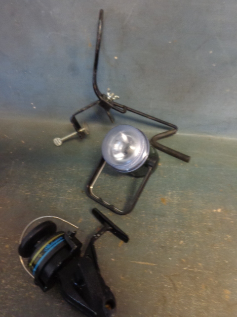 lot 50 image: Fishing Reel, Rod Holder and Light