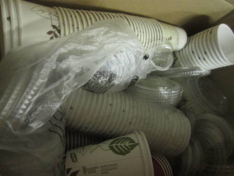 lot 56 image: box of diffrent cups and covers ...