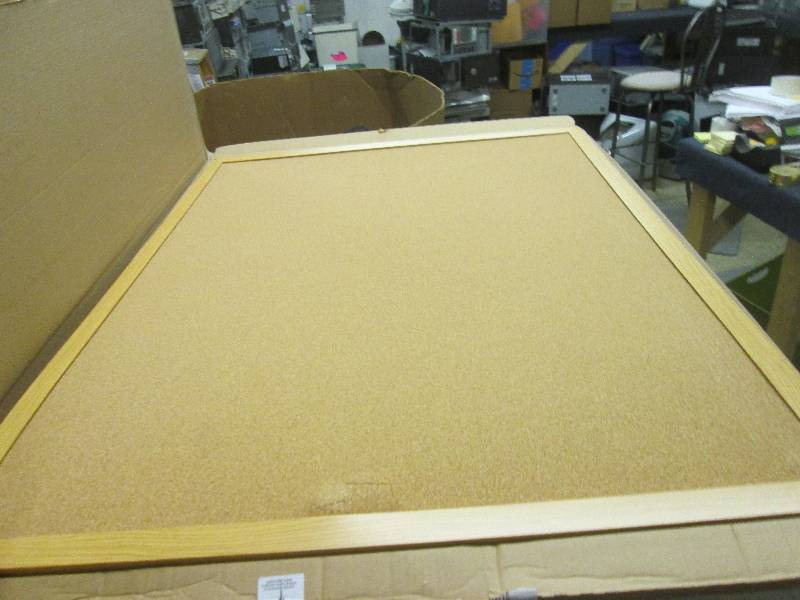 lot 113 image: 3 foot x 4 foot cork board with oak...