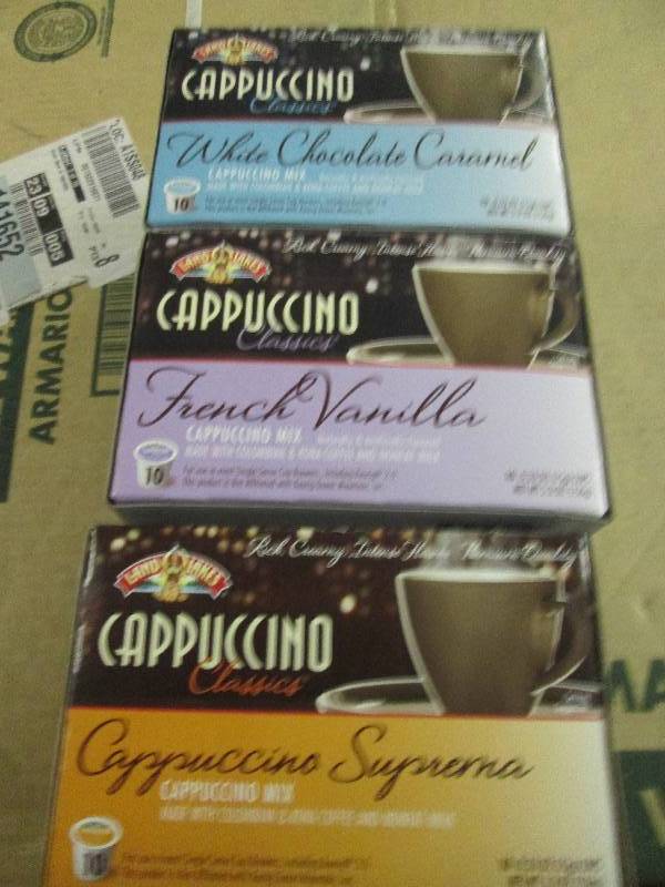 lot 522 image: 3 boxes of 10 single serrve cappucc...