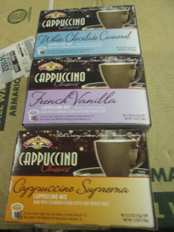 lot 527 image: 3 boxes of 10 single serrve cappucc...