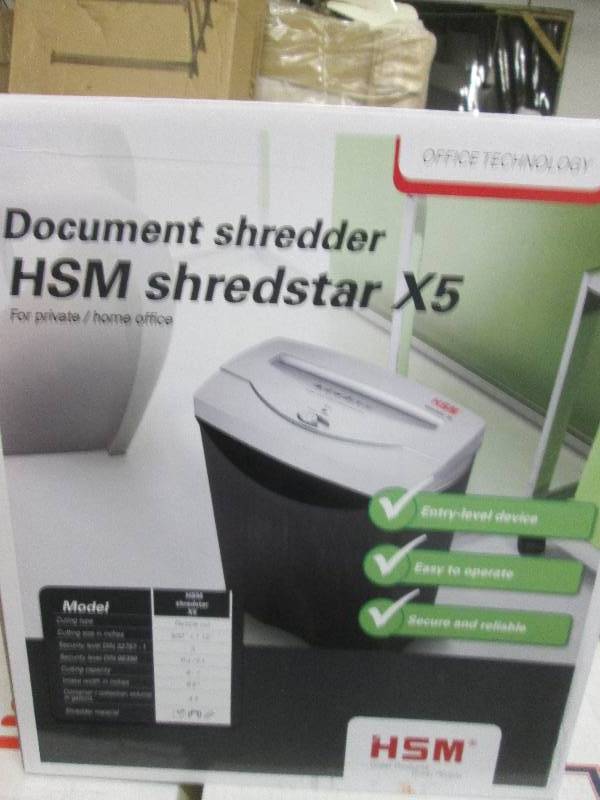 lot 127 image: HSm shredstar X5 open box ...
