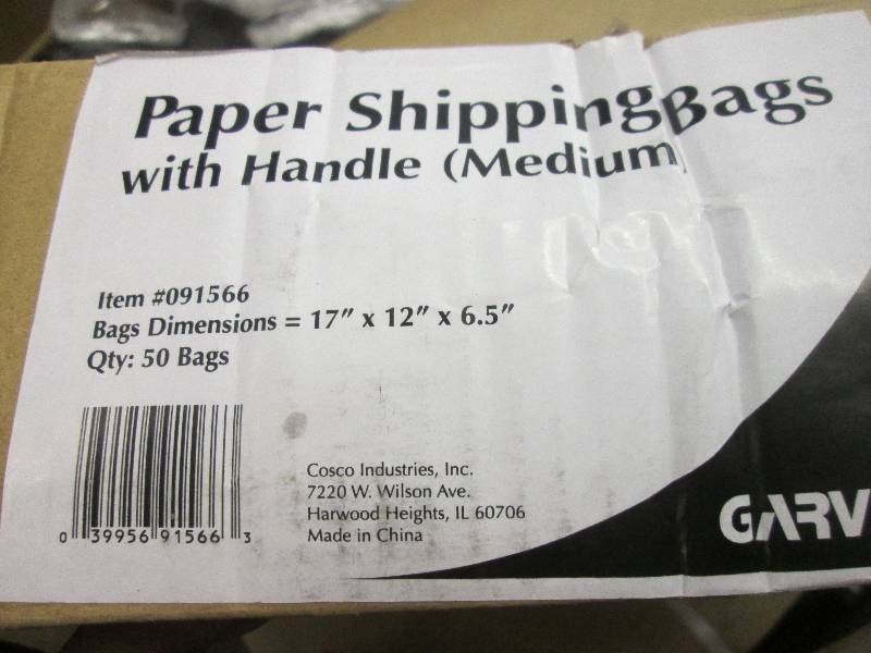lot 72 image: paper shipping bags with handle box...