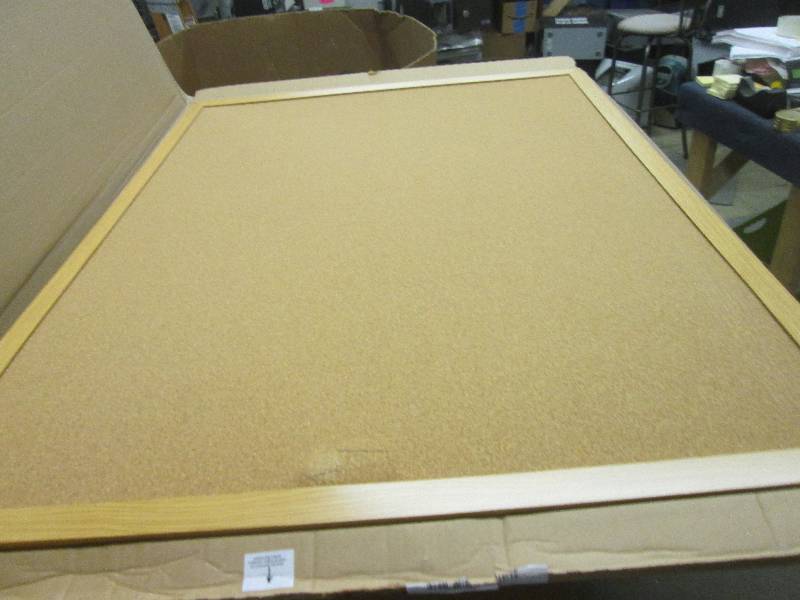 lot 112 image: 3 foot x 4 foot cork board with oak...