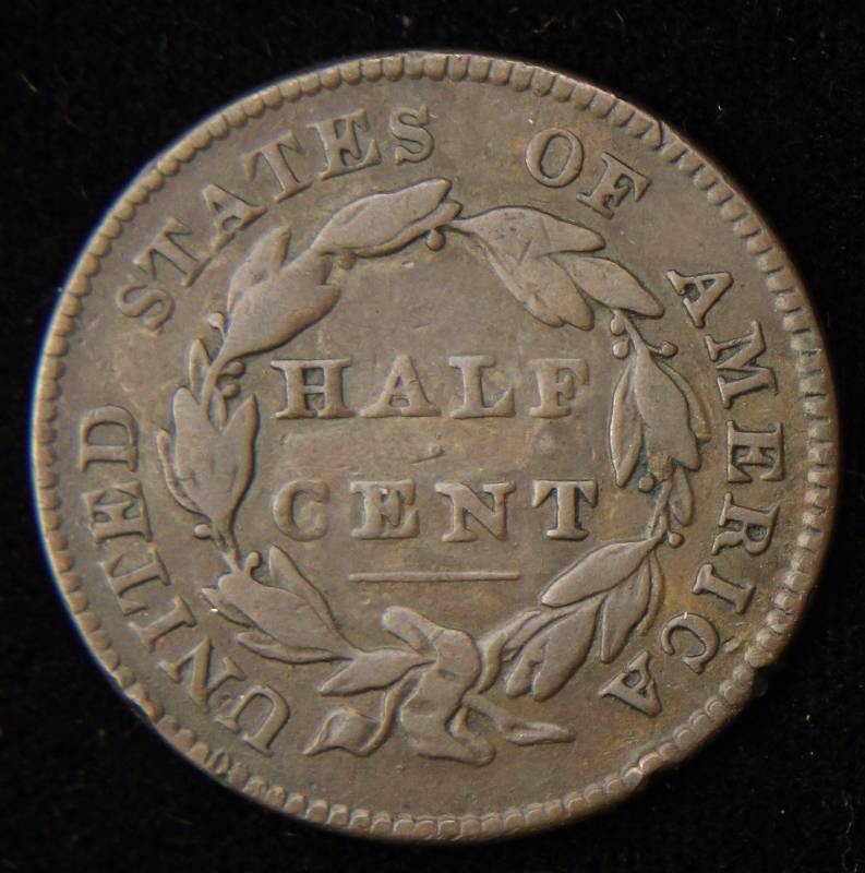 1828 US HALF CENT FINE