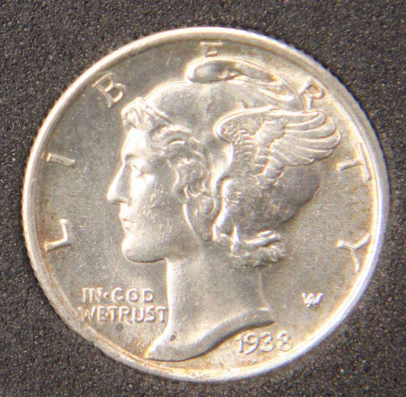 1938-S MERCURY SILVER DIME MS67FB PCGNS
