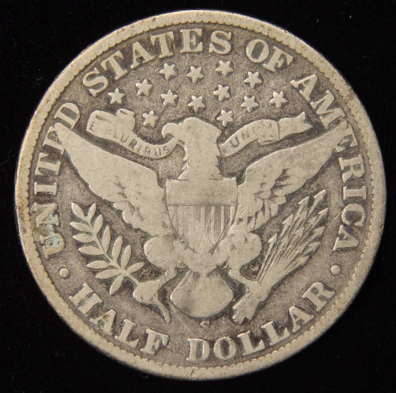 1910-S BARBER SILVER HALF DOLLAR VG