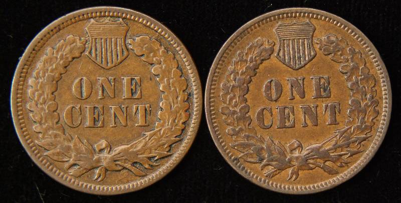 2 INDIAN HEAD CENTS - 1898 XF & 1899 AU