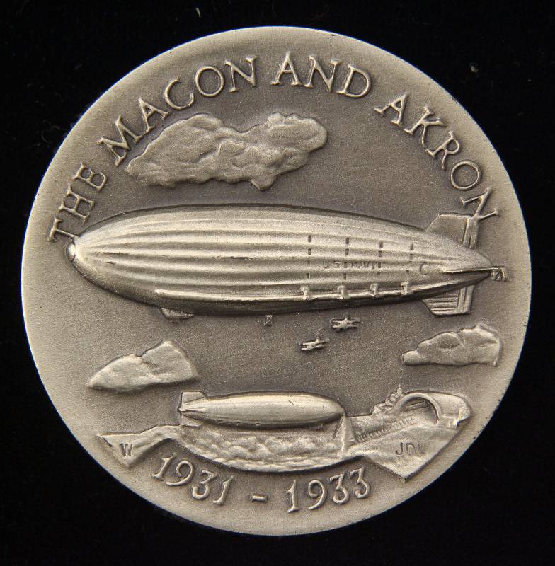 VINTAGE USS MACON & AKRON 1.11 TROY OZ. STERLING SILVER ART ROUND LONGINES SYMPHONETTE SOCIETY