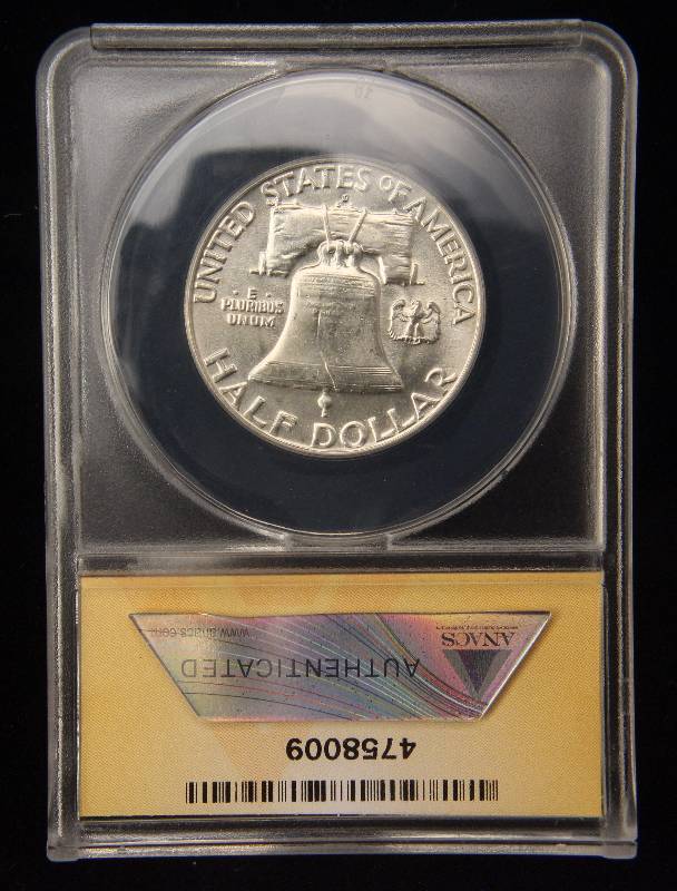 1957-D FRANKLIN SILVER HALF DOLLAR MS63FBL ANACS