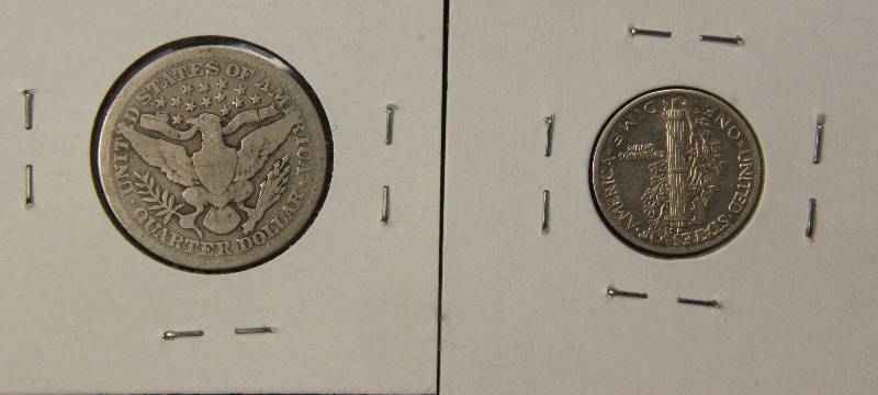 1901-P BARBER QUARTER VG & 1939-D MERCURY DIME AU