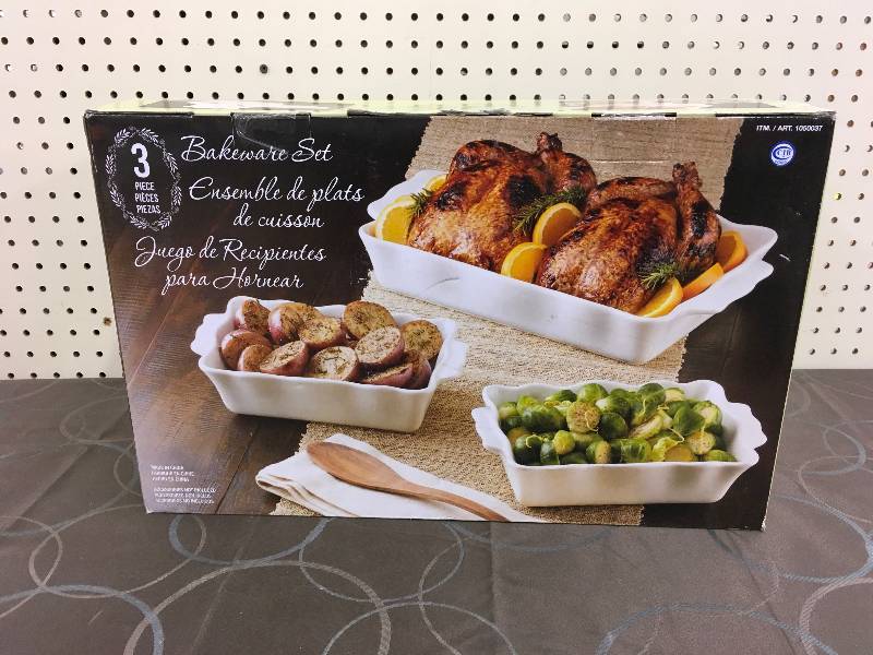 3 PC RUFFLE BAKEWARE SET