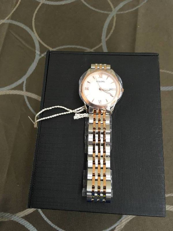 BULOVA WOMENS CLASSIC WATCH, TWO TONE, MSRP $299.00