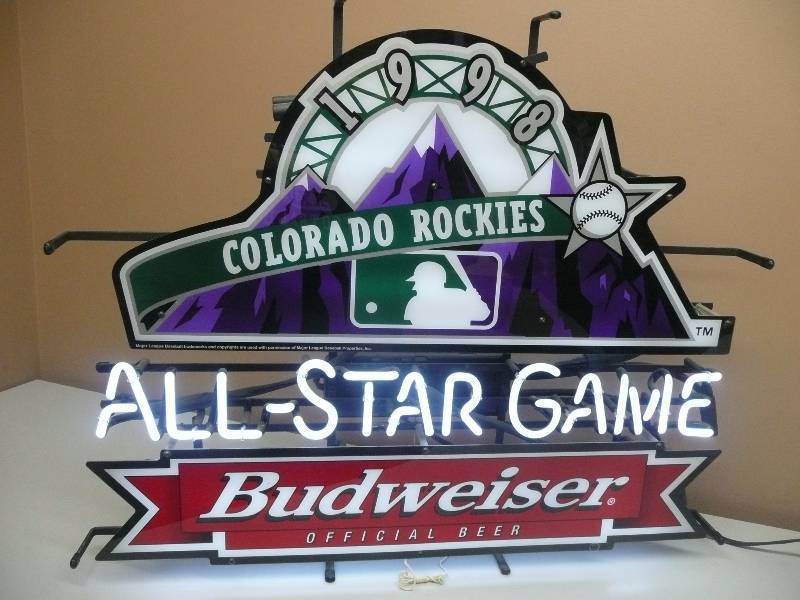 lot 14 image: COLORADO ROCKIES ALL-STAR GAME NEON - APPROX 26 BY 26 - DISPLAY, IN BOX - SEE PICTURES