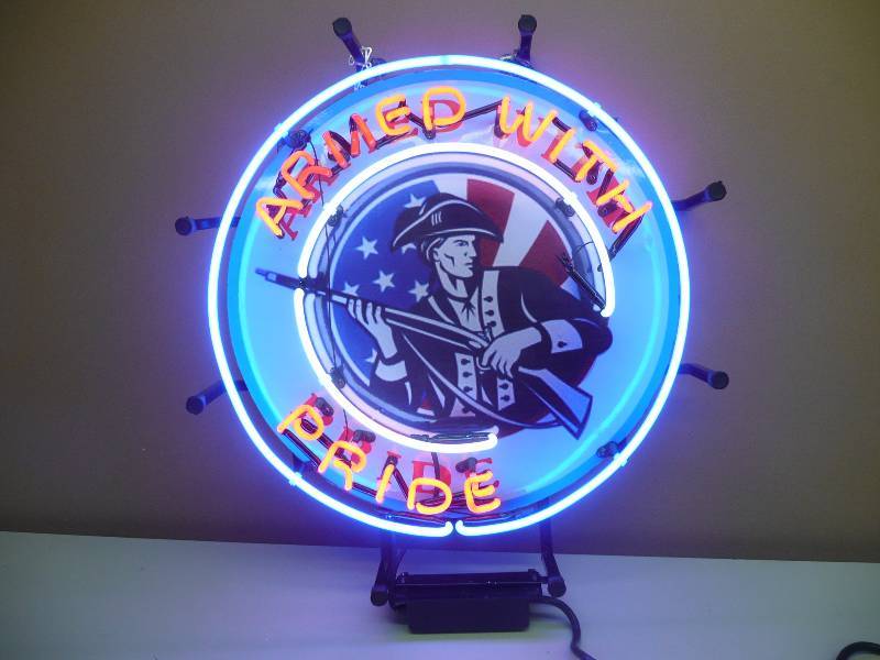 lot 18 image: ARMED WITH PRIDE NEON - APPROX 21 BY 21 - SEE PICTURES