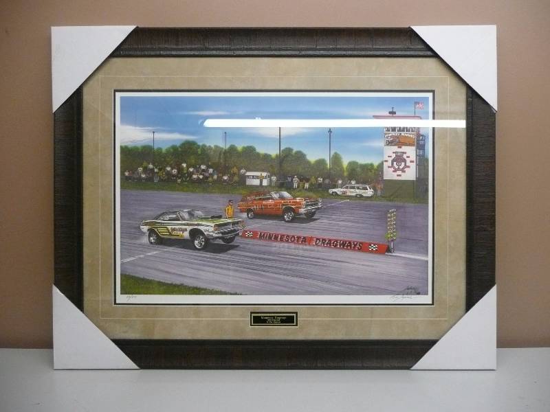 lot 25 image: MINNESOTA DRAGWAYS FRAMED ARTWORK - NEW - APPROX 40 BY 30 - #83 OF 599 - SEE PICTURES
