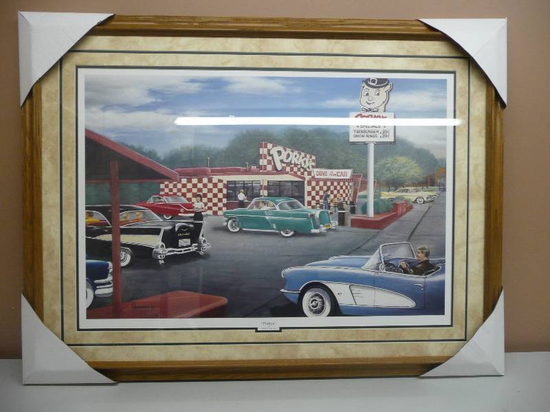 lot 27 image: PORKYS DRIVE IN CIRCA 61 - FRAMED NEW - ARTHUR ANDERSON APPROX 40 BY 30 - SEE PICTURES